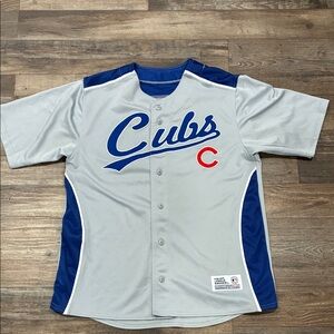 Cubs Button-Up Jersey in Gray, Royal Blue & Red